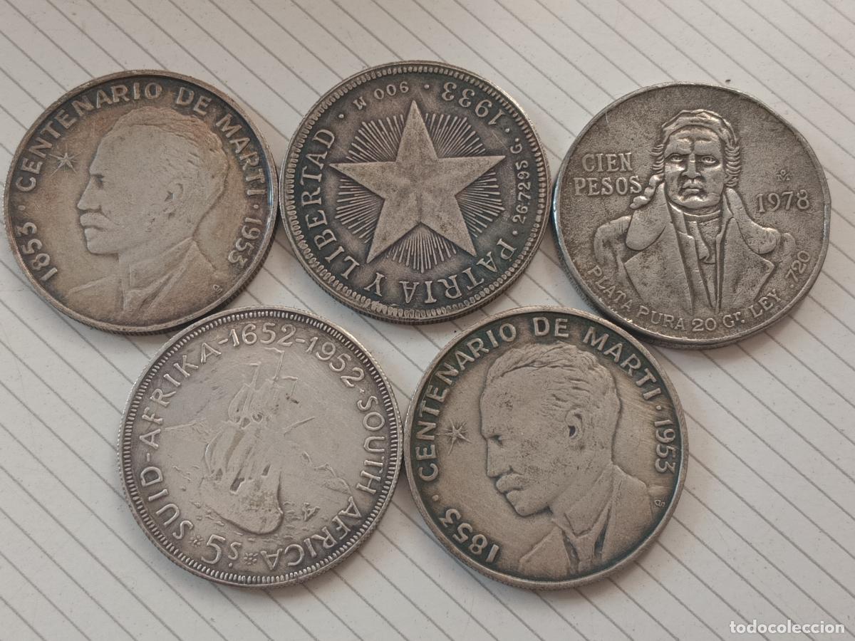 Reproducciones billetes y monedas: 5 falsas/reproducciones. Monedas tipo duro