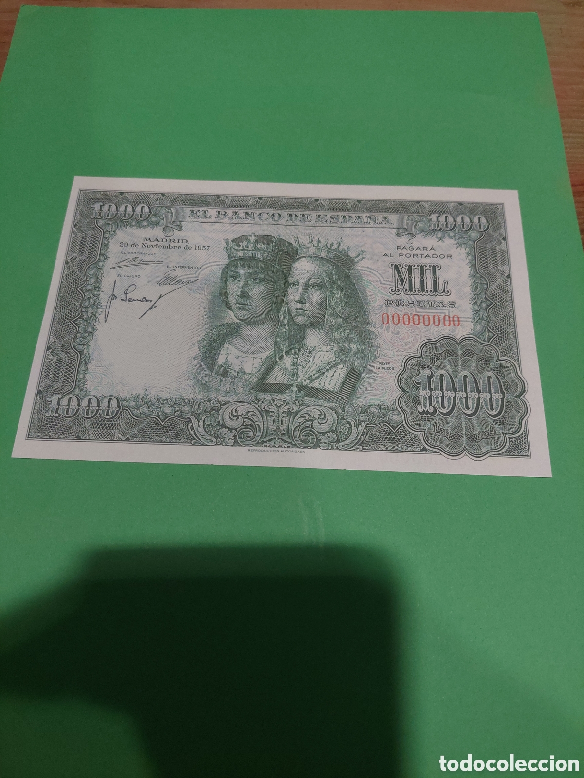 Reproducciones billetes y monedas: BILLETES REPRODUCCI&Oacute;N AUTORIZADA BANCO ESPA&Ntilde;A 1000 PESETAS REYES CAT&Oacute;LICOS ESCUDO FRANQUISMO AGUILA