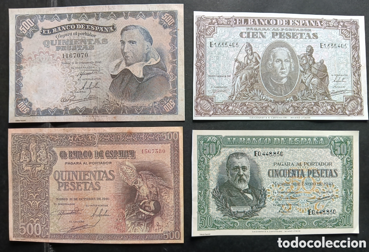 Reproducciones billetes y monedas: 4 BILLETES BANCO DE ESPA&Ntilde;A ESTADO ESPA&Ntilde;OL