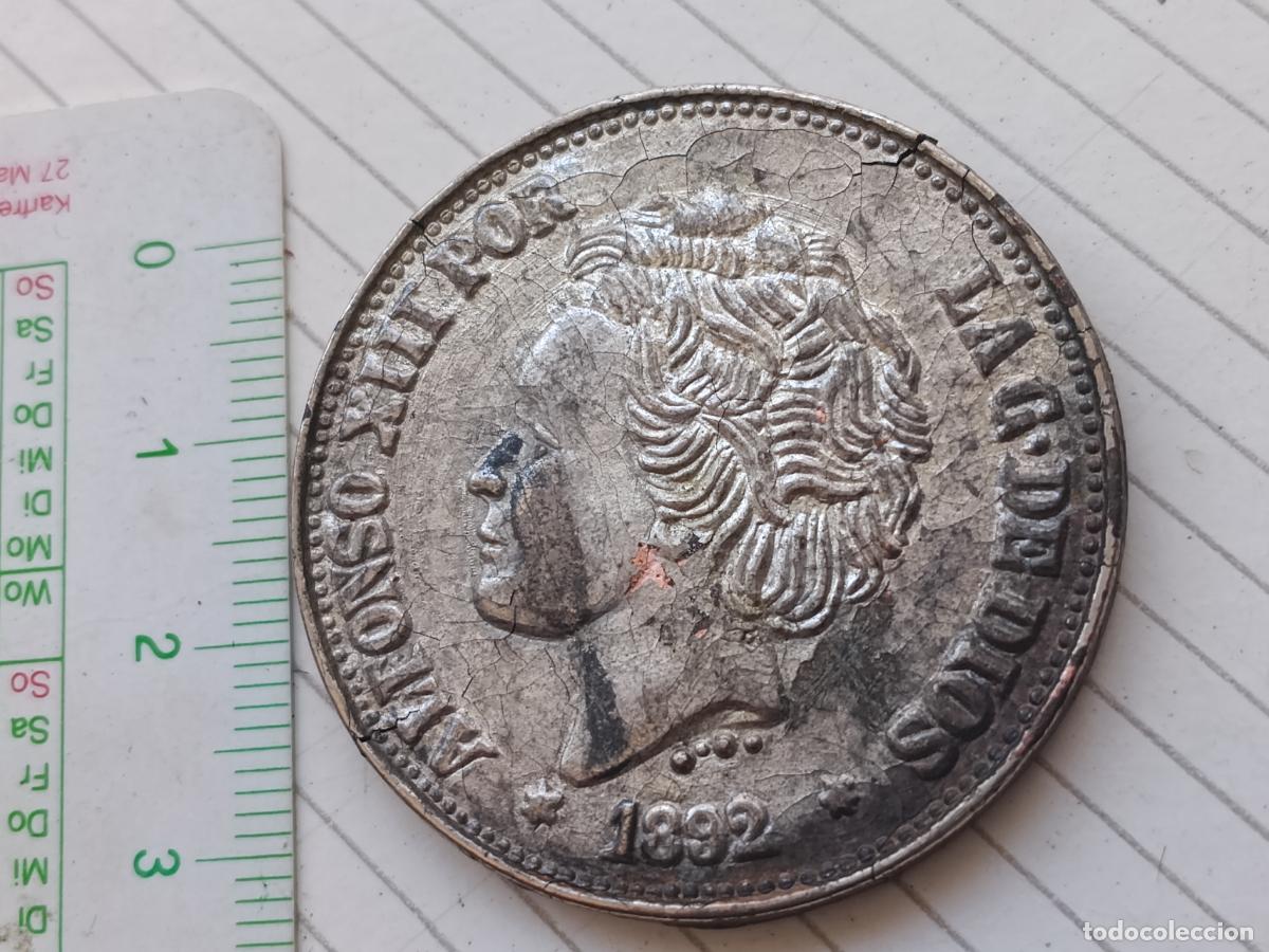 Reproducciones billetes y monedas: Duro falso de 5 pesetas Alfonso XIII