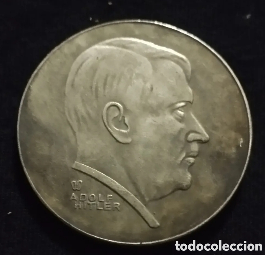 Reprodu&ccedil;&otilde;es notas e moedas: MONEDA ADOLF HITLER - MEDALLA CONMEMORATIVA. WWII
