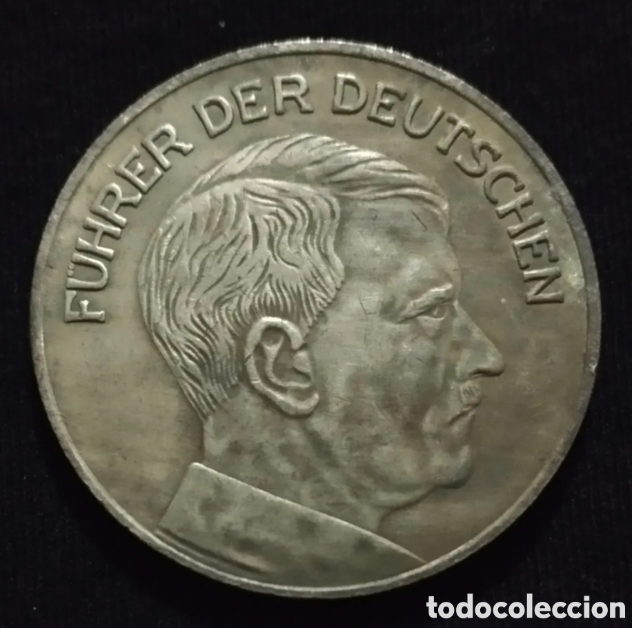 Reprodu&ccedil;&otilde;es notas e moedas: MONEDA ALEMANIA NAZI. MEDALLA CONMEMORATIVA ADOLF HITLER- BANNSEE 1936. WWII. FUHRER