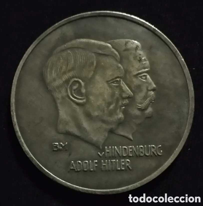 Reprodu&ccedil;&otilde;es notas e moedas: MONEDA ALEMANIA NAZI. MEDALLA CONMEMORATIVA ADOLF HITLER- HINDERBURG. SCH&Uuml;TZENVEREIN 1934. WWII
