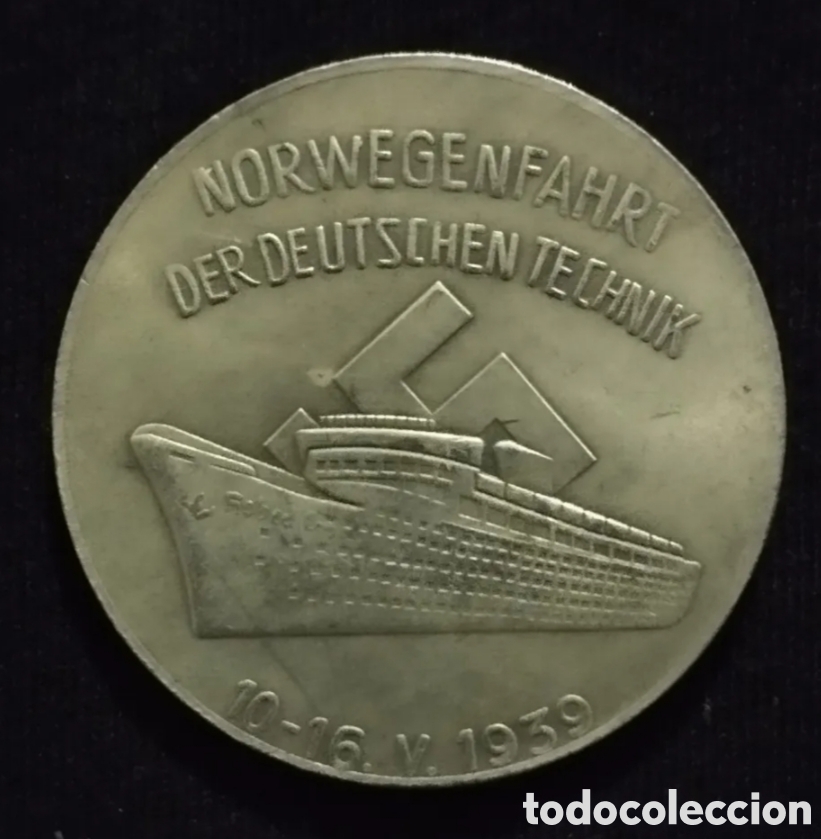 Reprodu&ccedil;&otilde;es notas e moedas: MONEDA ALEMANIA NAZI. MEDALLA CONMEMORATIVA BUQUE NORWENGENFAHRT 1939. GUERRA MUNDIAL