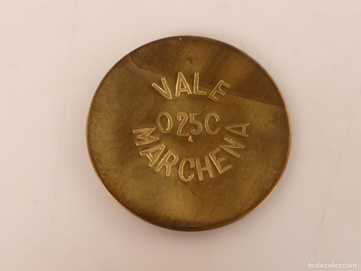 Reproducciones billetes y monedas: ANTIGUA FICHA MONEDA VALE DE 0,25 CENTIMOS DE MARCHENA &ndash; GUERRA CIVIL