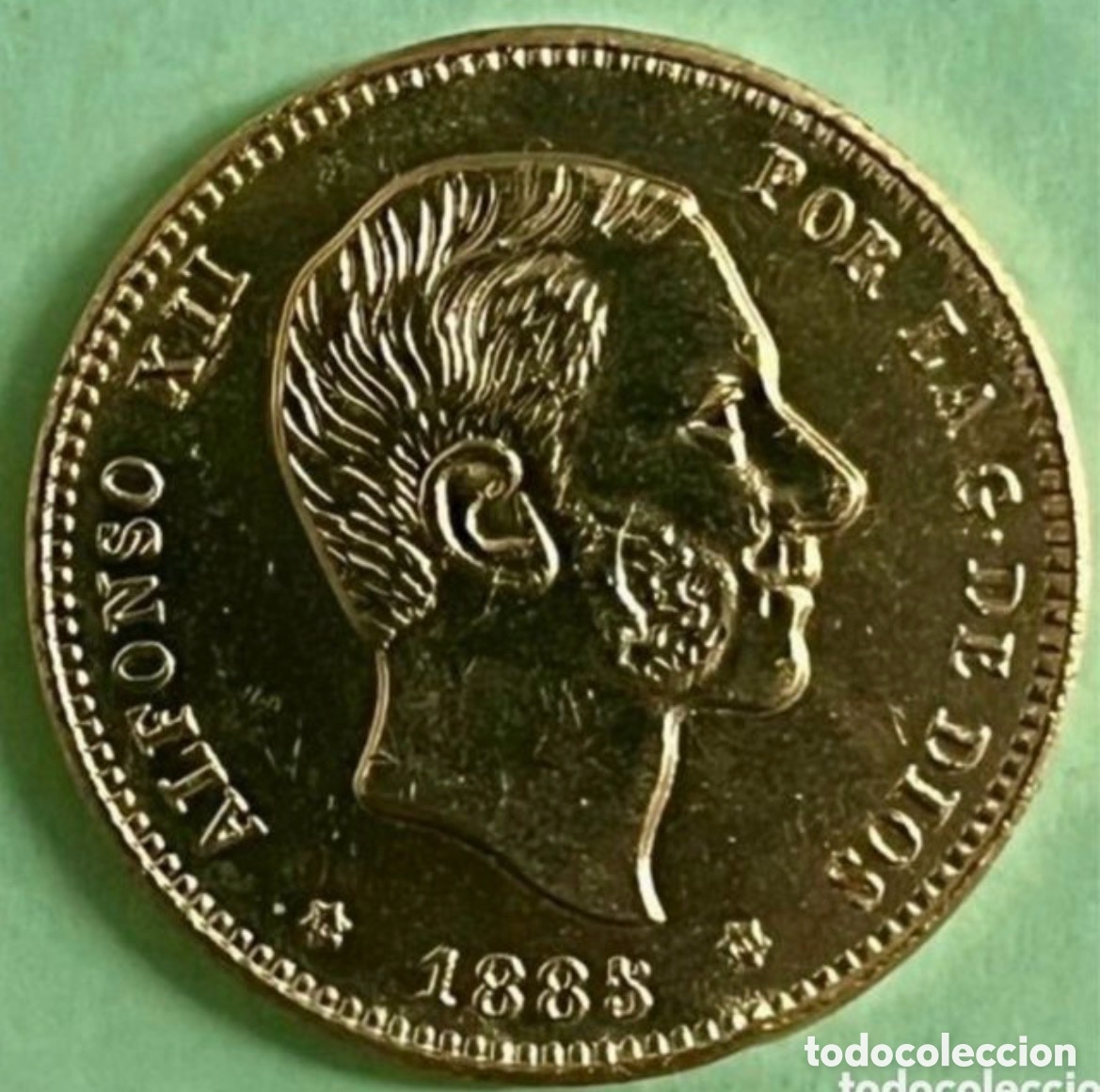 Reproducciones billetes y monedas: MONEDA DE ORO PURO ALFONSO XII 1885,