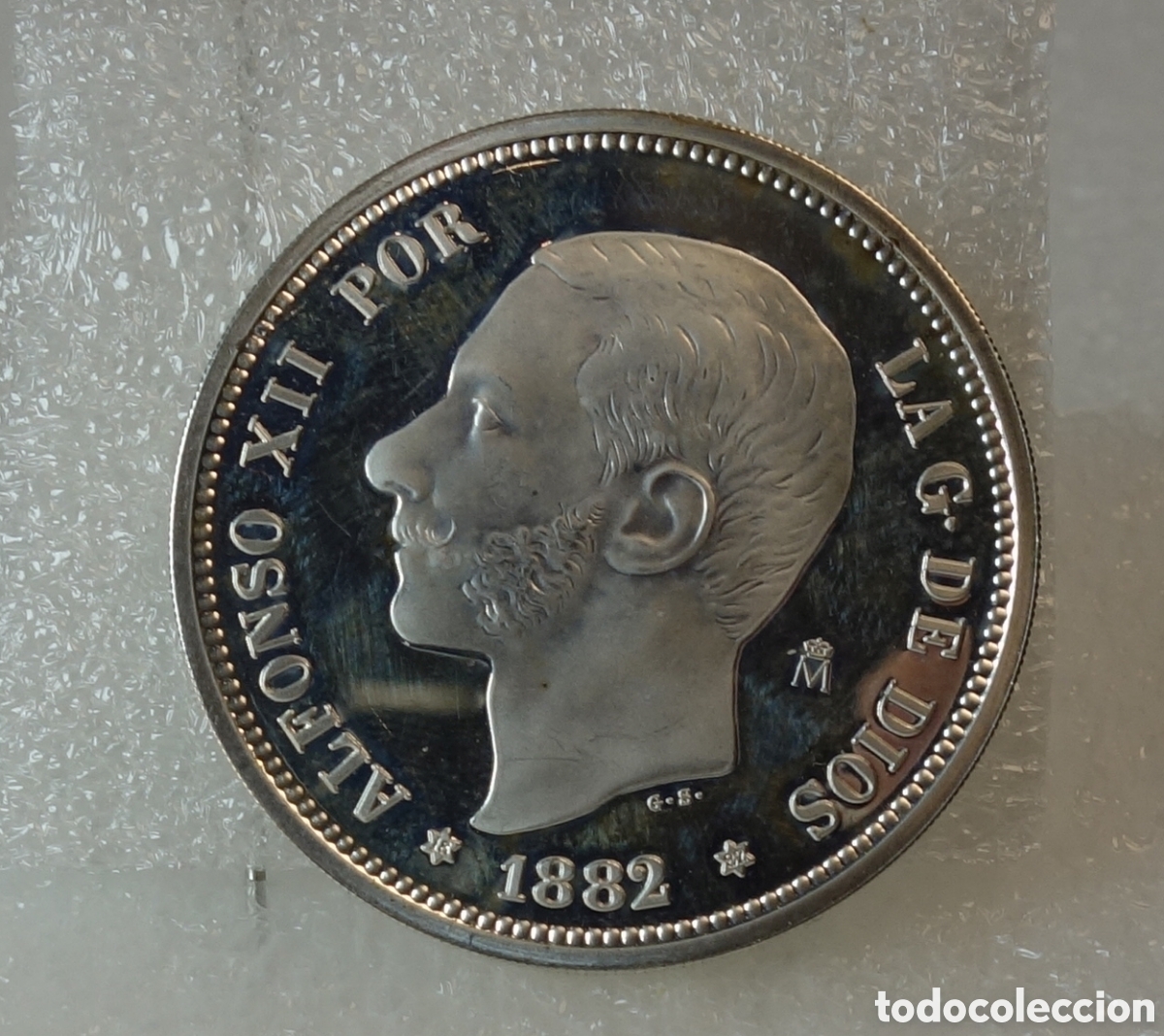 Reproducciones billetes y monedas: Moneda plata 925 Alfonso XII 2 pesetas 1882