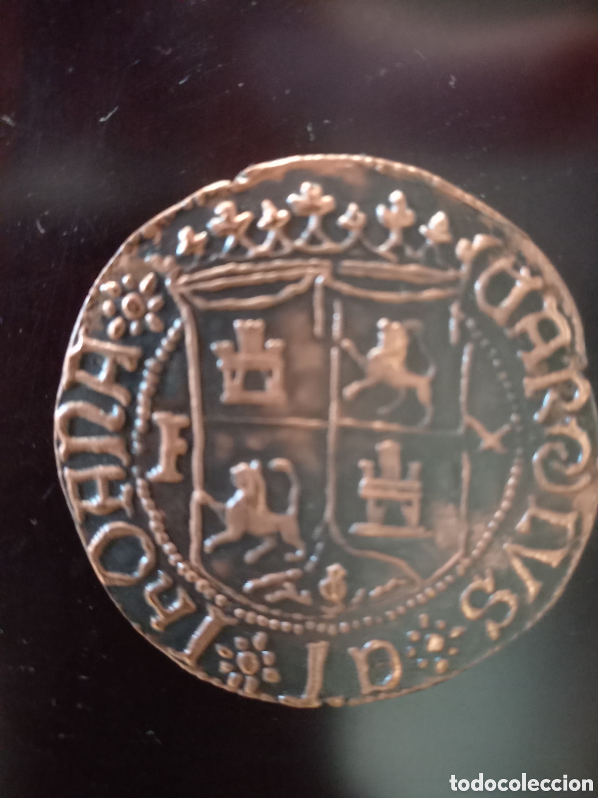 Reproducciones billetes y monedas: R&eacute;plica exacta moneda circulaba en Am&eacute;rica en 1537 realizada en 1992 por el INI. Escudo Carlos I