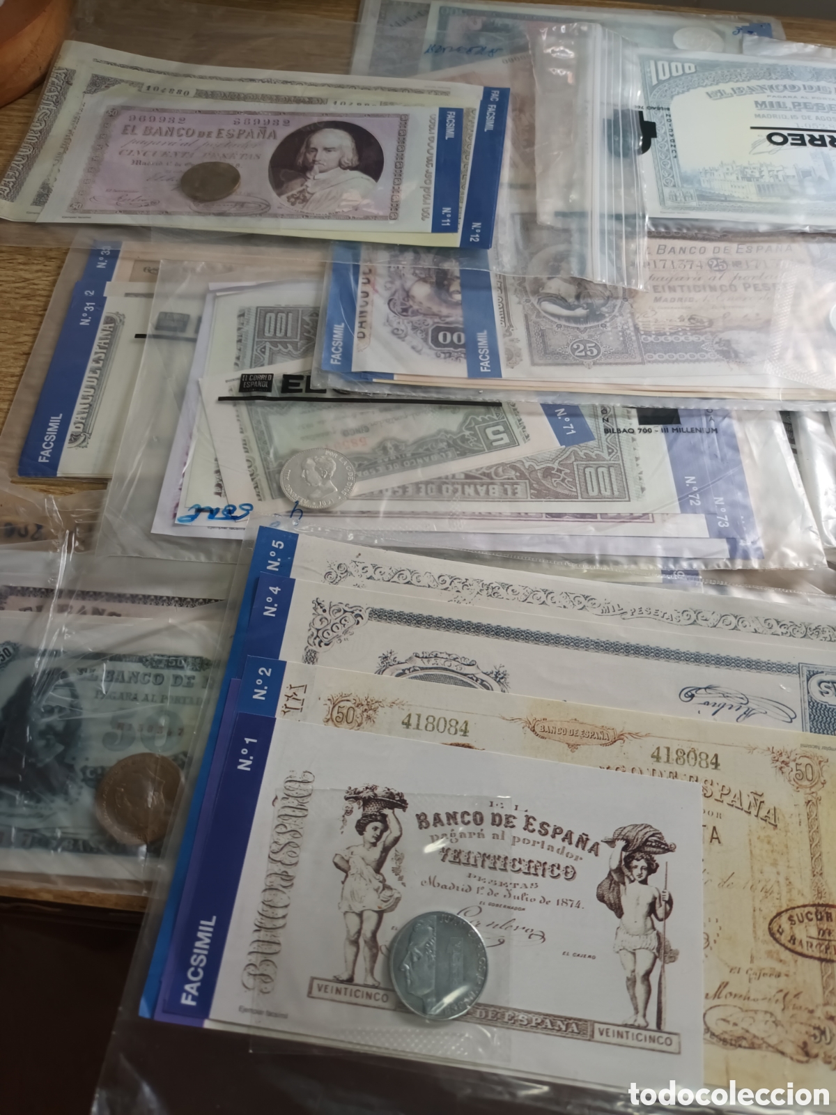 Reproducciones billetes y monedas: Colecci&oacute;n de billetes facs&iacute;mil espa&ntilde;oles de todas las &eacute;pocas
