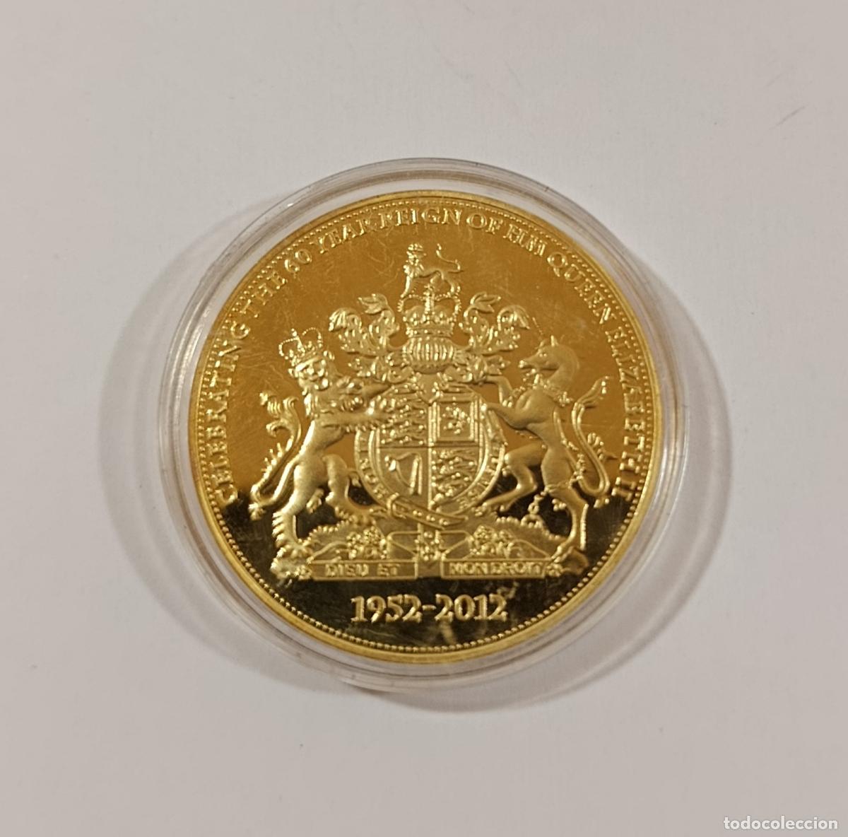 Reproducciones billetes y monedas: MEDALLA MONEDA CONMEMORATIVA. CONMEMORACION REINADO ISABEL II. REINO UNIDO