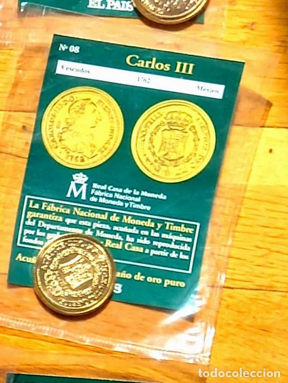Reproducciones billetes y monedas: R&eacute;plica moneda de Carlos III en su estuche original - ba&ntilde;o oro 24 kt. ,Ceca Real Casa de la Moneda