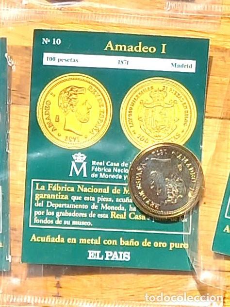 Reproducciones billetes y monedas: R&eacute;plica moneda de Amadeo I en su estuche original - ba&ntilde;o oro 24 kt. ,Ceca Real Casa de la Moneda