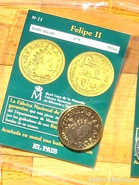 Reproducciones billetes y monedas: R&eacute;plica moneda de Felipe II en su estuche original - ba&ntilde;o oro 24 kt. ,Ceca Real Casa de la Moneda