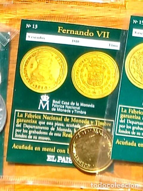 Reproducciones billetes y monedas: R&eacute;plica moneda de Fernando VII en su estuche original - ba&ntilde;o oro 24 kt. ,Ceca Real Casa de la Moneda
