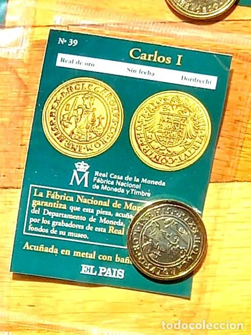 Reproducciones billetes y monedas: R&eacute;plica moneda de Carlos I en su estuche original- ba&ntilde;o oro 24 kt. ,Ceca Real Casa de la Moneda