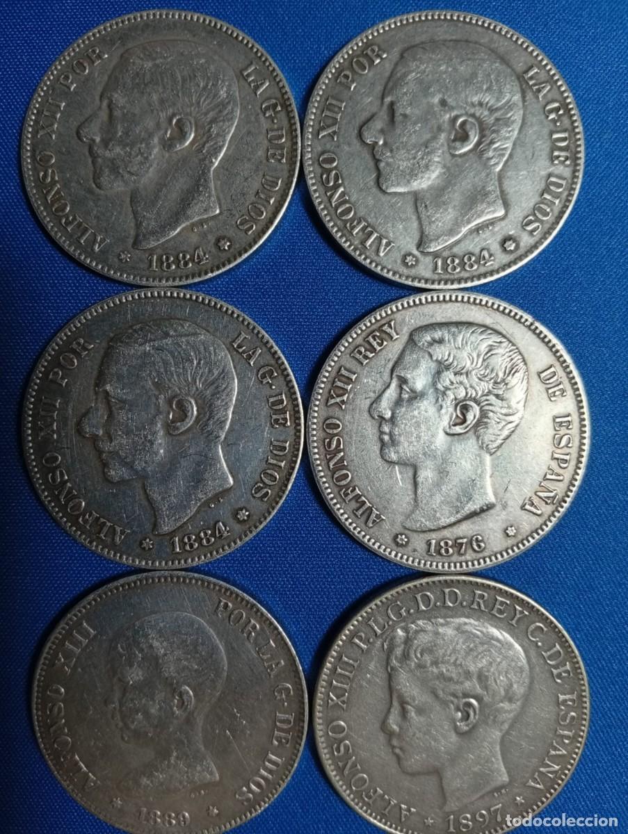 Reproducciones billetes y monedas: R&eacute;plicas Monedas 5 ptas. Alfonso XII y Alfonso XIII