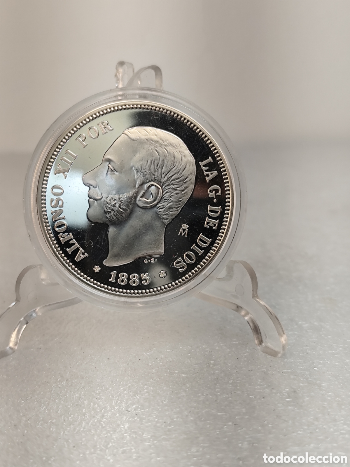 Reproducciones billetes y monedas: Moneda plata .925 5 pesetas historia da la peseta FNMT