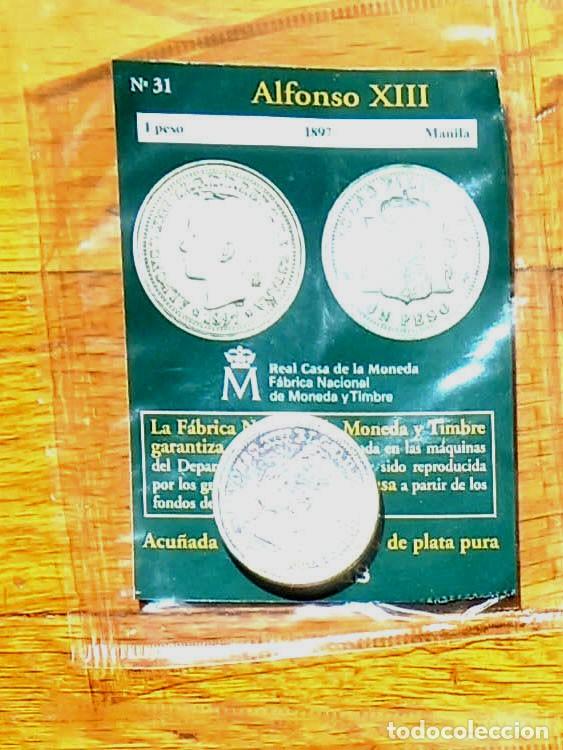 Reproducciones billetes y monedas: R&eacute;plica moneda de Alfonso XIII en su estuche original- ba&ntilde;o plata pura ,Ceca Real Casa de la Moneda