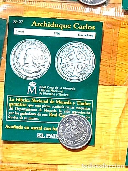 Reproducciones billetes y monedas: R&eacute;plica moneda del Archiduque Carlos en su estuche original- ba&ntilde;o plata Ceca Real Casa de la Moneda