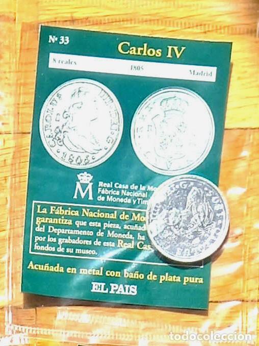 Reproducciones billetes y monedas: R&eacute;plica moneda de Carlos IV ,en su estuche original- ba&ntilde;o plata pura, Ceca Real Casa de la Moneda