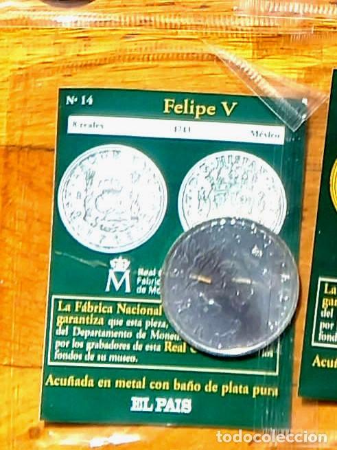 Reproducciones billetes y monedas: R&eacute;plica moneda de Felipe V ,en su estuche original- ba&ntilde;o plata pura, Ceca Real Casa de la Moneda