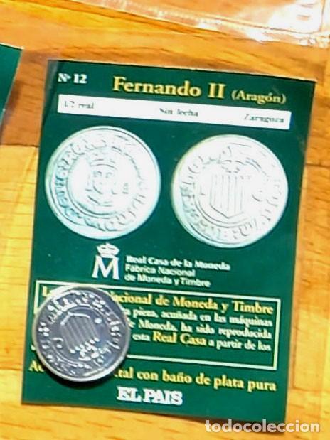 Reproducciones billetes y monedas: R&eacute;plica moneda de Fernando II ,en su estuche original- ba&ntilde;o plata pura, Ceca Real Casa de la Moneda