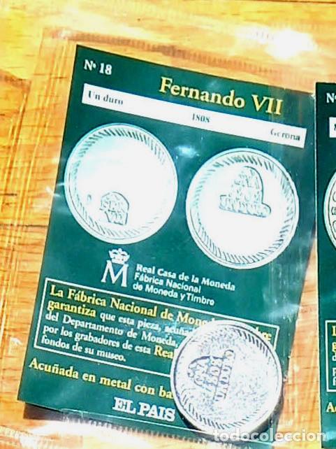 Reproducciones billetes y monedas: R&eacute;plica moneda de Fernando VII ,en su estuche original- ba&ntilde;o plata pura, Ceca Real Casa de la Moneda
