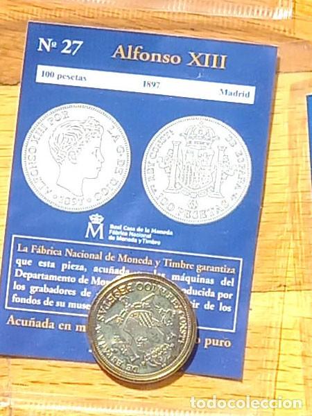Riproduzioni banconote e monete: R&eacute;plica moneda de Alfonso XIII ,en su estuche original-ba&ntilde;o oro 24 kt,Ceca Real Casa de la Moneda