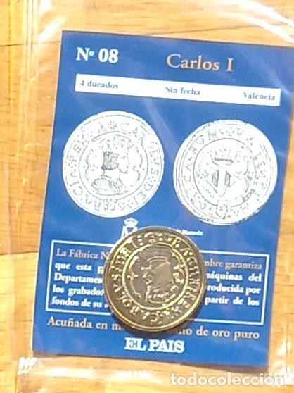 Reproducciones billetes y monedas: R&eacute;plica moneda de Carlos I ,en su estuche original-ba&ntilde;o oro 24 kt,Ceca Real Casa de la Moneda