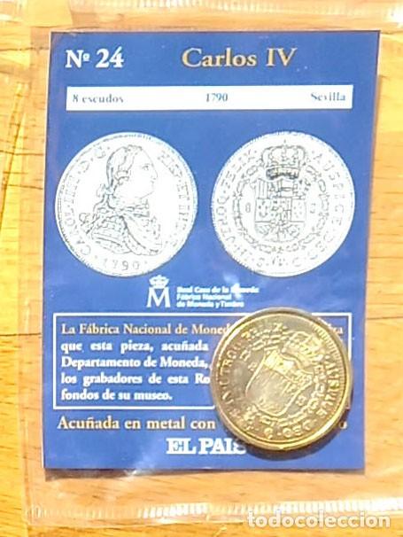 Reproducciones billetes y monedas: R&eacute;plica moneda de Carlos IV,en su estuche original-ba&ntilde;o oro 24 kt,Ceca Real Casa de la Moneda