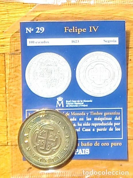 Reproducciones billetes y monedas: R&eacute;plica moneda de Felipe IV,en su estuche original-ba&ntilde;o oro 24 kt,Ceca Real Casa de la Moneda