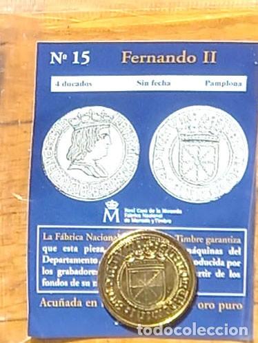 Reproducciones billetes y monedas: R&eacute;plica moneda de Fernando II ,en su estuche original-ba&ntilde;o oro 24 kt,Ceca Real Casa de la Moneda