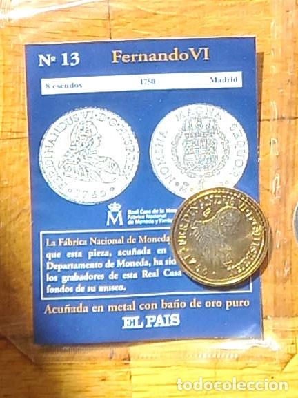 Reproducciones billetes y monedas: R&eacute;plica moneda de Fernando VI ,en su estuche original-ba&ntilde;o oro 24 kt,Ceca Real Casa de la Moneda
