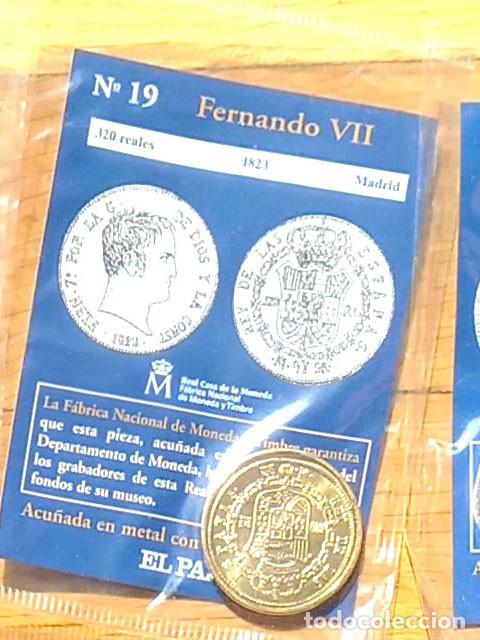 Reproducciones billetes y monedas: R&eacute;plica moneda de Fernando VII ,en su estuche original-ba&ntilde;o oro 24 kt,Ceca Real Casa de la Moneda