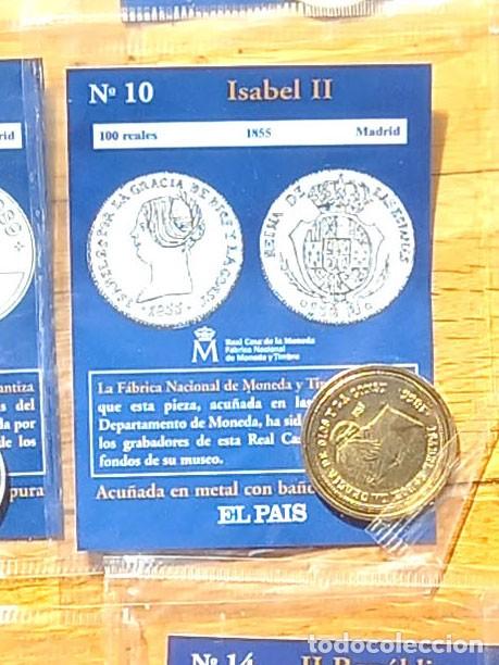 Reproducciones billetes y monedas: R&eacute;plica moneda de Isabel II. ,en su estuche original-ba&ntilde;o oro 24 kt,Ceca Real Casa de la Moneda