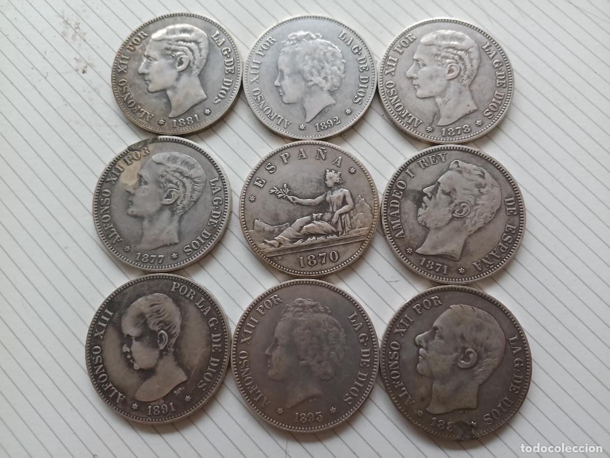 Reproducciones billetes y monedas: 9 duros de 5 pesetas. Reproducci&oacute;n