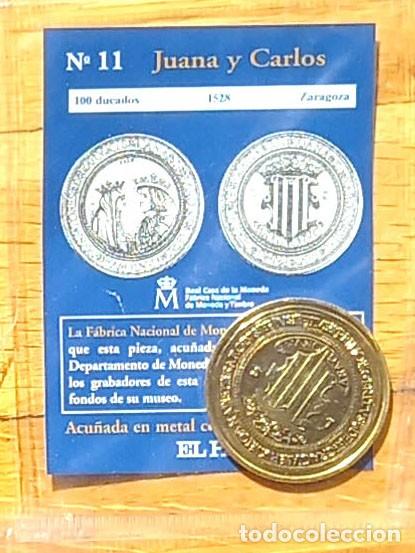 Reproducciones billetes y monedas: R&eacute;plica moneda de Juana y Carlos,en su estuche original-ba&ntilde;o oro 24 kt,Ceca Real Casa de la Moneda