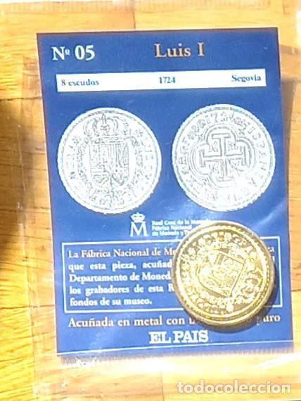 Reproducciones billetes y monedas: R&eacute;plica moneda de Luis I,en su estuche original-ba&ntilde;o oro 24 kt,Ceca Real Casa de la Moneda