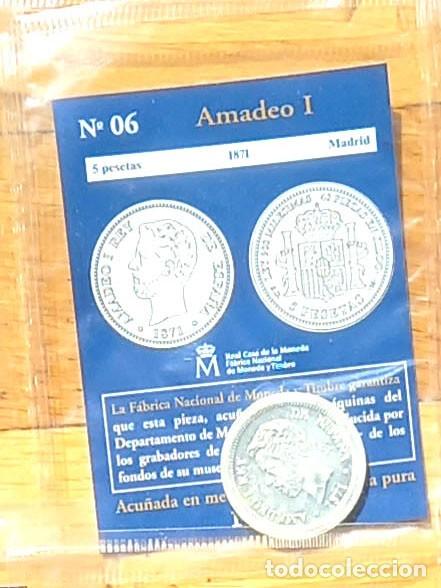 Reproducciones billetes y monedas: R&eacute;plica moneda de Amadeo I,en su estuche original-ba&ntilde;o plata pura,Ceca Real Casa de la Moneda