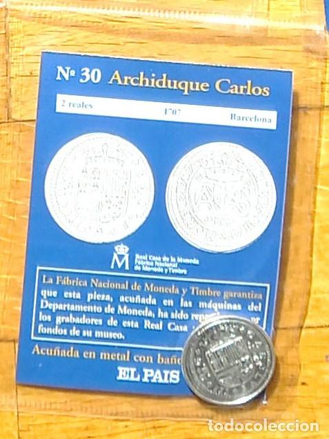 Reproducciones billetes y monedas: R&eacute;plica moneda Archiduque Carlos,en su estuche original-ba&ntilde;o plata pura,Ceca Real Casa de la Moneda