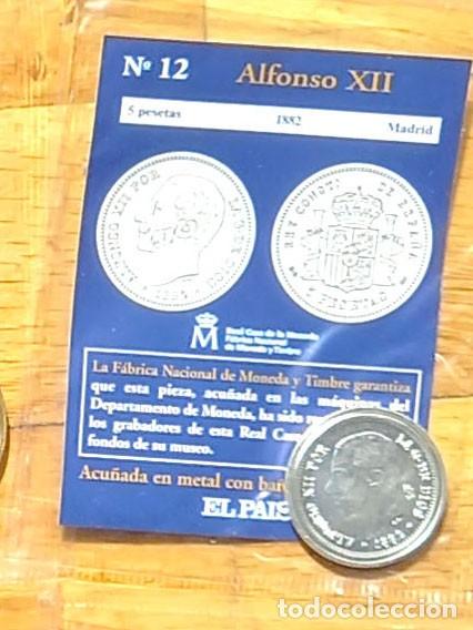 Reproducciones billetes y monedas: R&eacute;plica moneda de Alfonso XII,en su estuche original-ba&ntilde;o plata pura,Ceca Real Casa de la Moneda