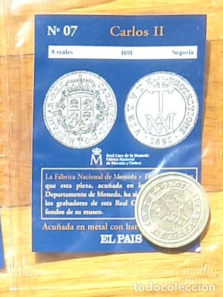 Reproducciones billetes y monedas: R&eacute;plica moneda de Carlos II,en su estuche original-ba&ntilde;o plata pura,Ceca Real Casa de la Moneda