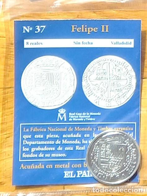 Reproducciones billetes y monedas: R&eacute;plica moneda de Felipe II,en su estuche original-ba&ntilde;o plata pura,Ceca Real Casa de la Moneda