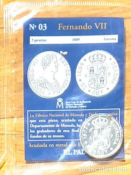 Reproducciones billetes y monedas: R&eacute;plica moneda de Fernando VII,en su estuche original-ba&ntilde;o plata pura,Ceca Real Casa de la Moneda