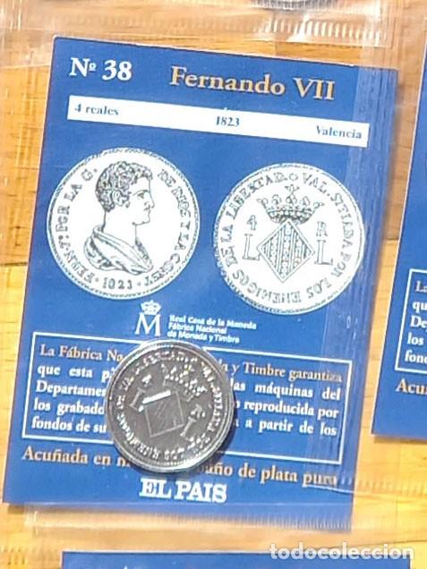 Reproducciones billetes y monedas: R&eacute;plica moneda de Fernando VII,en su estuche original-ba&ntilde;o plata pura,Ceca Real Casa de la Moneda