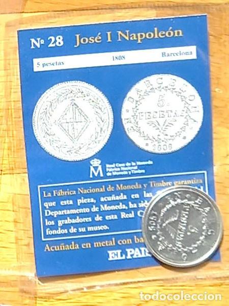 Reproducciones billetes y monedas: R&eacute;plica moneda de Jos&eacute; I Napole&oacute;n,en su estuche original-ba&ntilde;o plata pura,Ceca Real Casa de la Moneda
