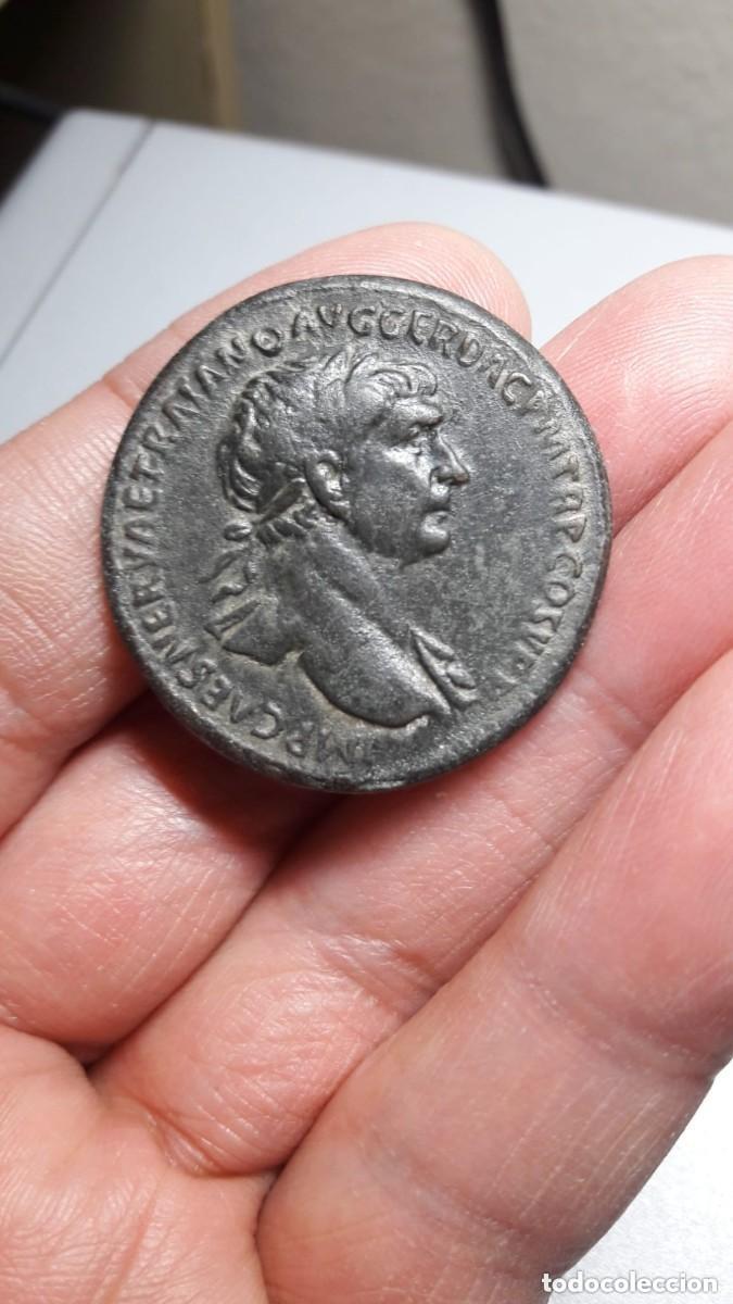 Reproducciones billetes y monedas: Sestercio de Trajano - Reproduccion de Moneda Romana