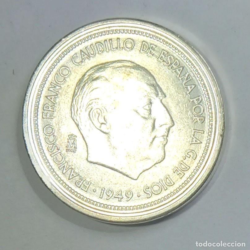 Reproducciones billetes y monedas: R&eacute;plica moneda de Franco -a&ntilde;o 1949 -ba&ntilde;ada en plata pura ,Ceca Real Casa de la Moneda