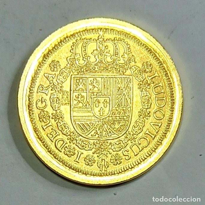 Reproducciones billetes y monedas: R&eacute;plica moneda de Luis I -Segovia- ba&ntilde;ada en oro de 24 kt. ,Ceca Real Casa de la Moneda