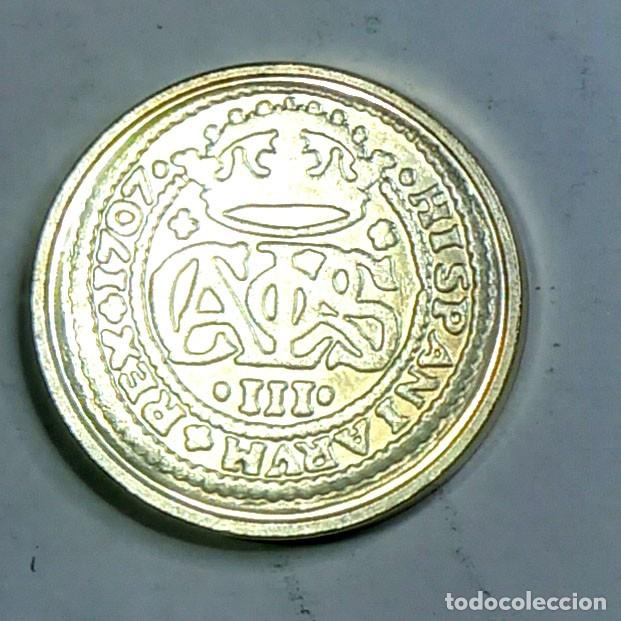 Reproducciones billetes y monedas: R&eacute;plica moneda Archiduque Carlos,-ba&ntilde;o plata pura,Ceca Real Casa de la Moneda